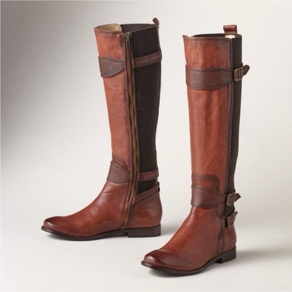 Frye Shoes - Frye Anna Gore tall whiskey Brown Leather Boots Size 7.5